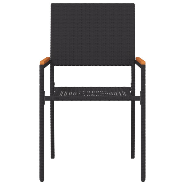 Sillas de Jardín Apilables  con Cojines - Set de 2 Piezas en Ratán Poli Negro M 5