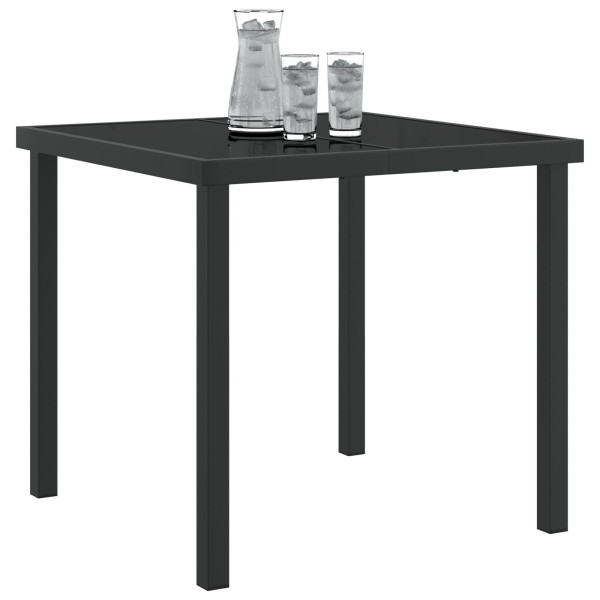 Mesa de Jardín  Negra 80x80x73 cm de Vidrio Templado M 3