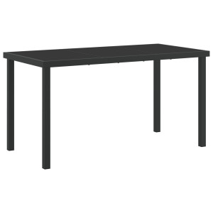 Mesa de Jardín  Negra 140x80x73 cm Vidrio Templado H