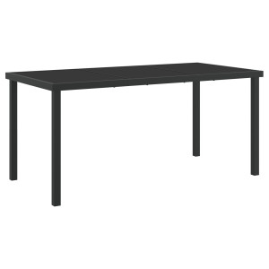 Mesa de Jardín  Negra 160x80x73 cm Vidrio Templado H