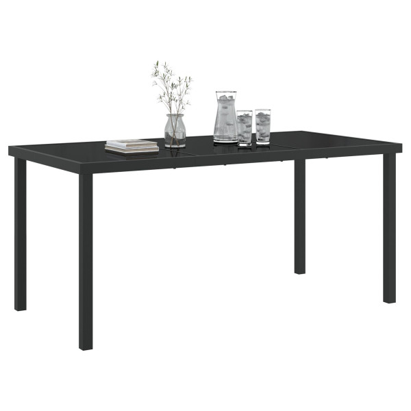 Mesa de Jardín  Negra 160x80x73 cm Vidrio Templado M 3