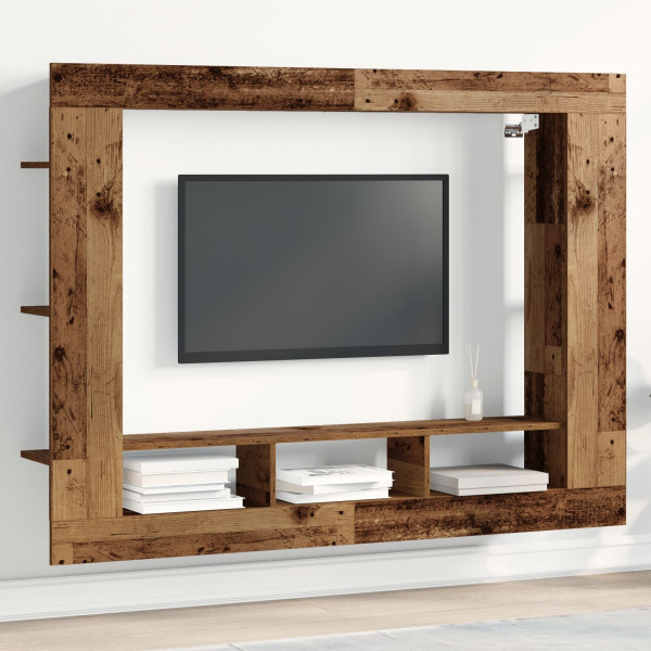 Cabinet de TV Montado en la Pared Madera Vieja 152x22x113 cm D