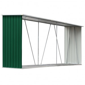 Casetilla para leña acero galvanizado verde 330x84x152 cm H
