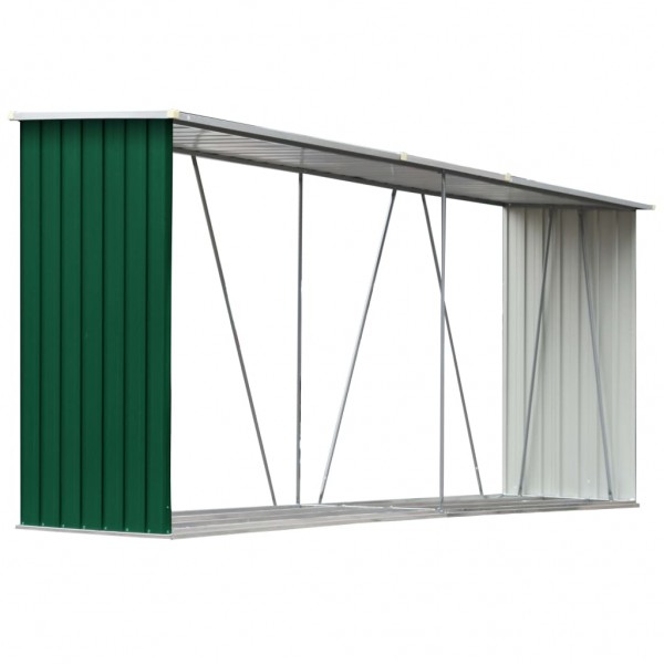 Casetilla para leña acero galvanizado verde 330x84x152 cm M 2