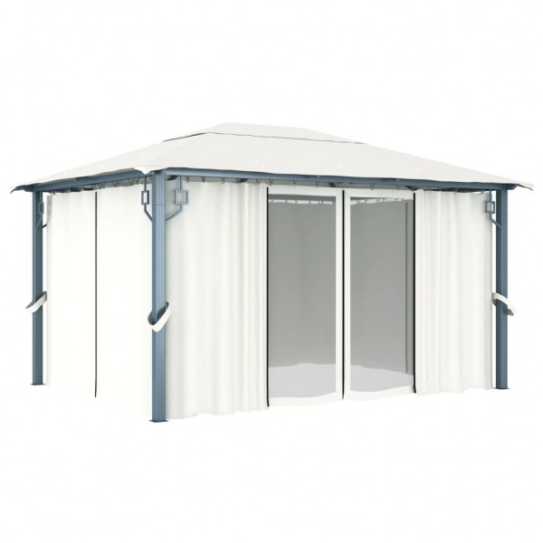 Gazebo com cortina 400x300 cm alumínio creme M 2