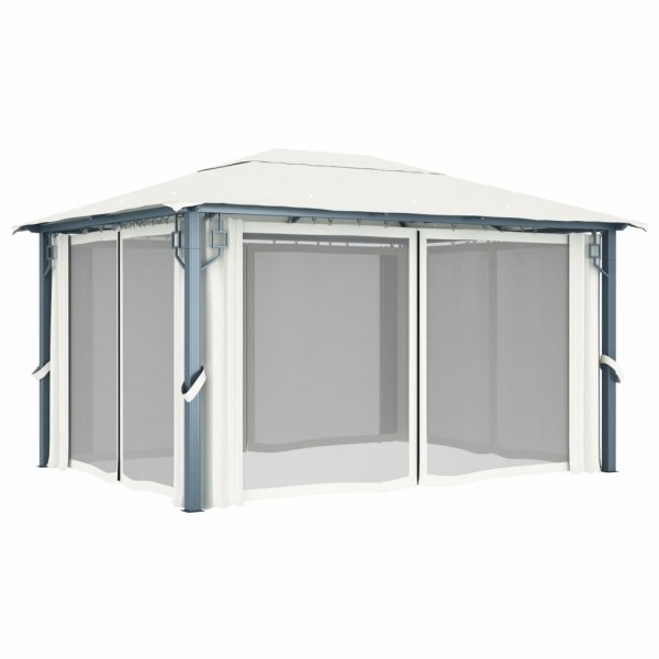 Gazebo com cortina 400x300 cm alumínio creme M 4