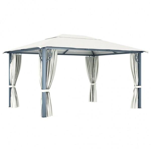 Gazebo com cortina 400x300 cm alumínio creme M 5