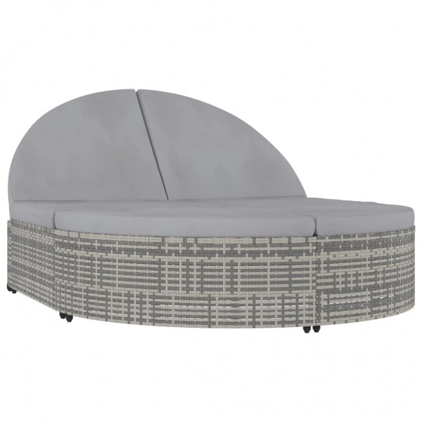 Tumbona para 2 personas con cojines ratán sintético gris M 2