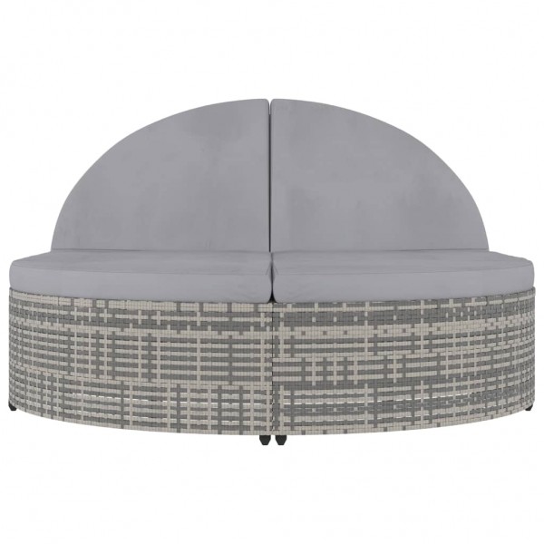 Espreguiçadeira com almofadões para 2 pessoas vime PE cinzento M 3