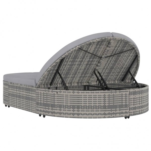 Espreguiçadeira com almofadões para 2 pessoas vime PE cinzento M 5