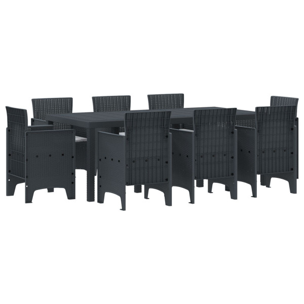 Juego de Comedor de Jardín de 9 Piezas con Cojines Anthracite Poliratan M 2