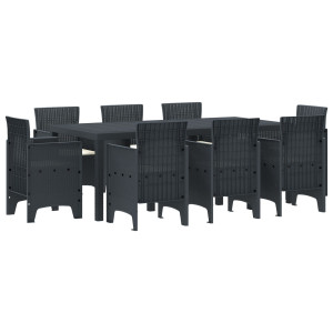 Conjunto de Jantar para o Jardim 9 pcs Antracite Rattan / Vime H