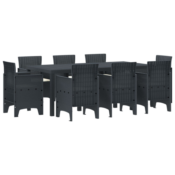 Conjunto de Jantar para o Jardim 9 pcs Antracite Rattan / Vime M 2