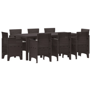 Conjunto de Jantar de Jardim 9 pcs Castanho Rattan Plástico H