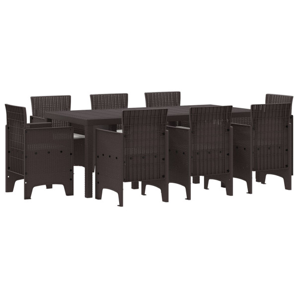 Conjunto de Jantar de Jardim 9 pcs Castanho Rattan Plástico M 2