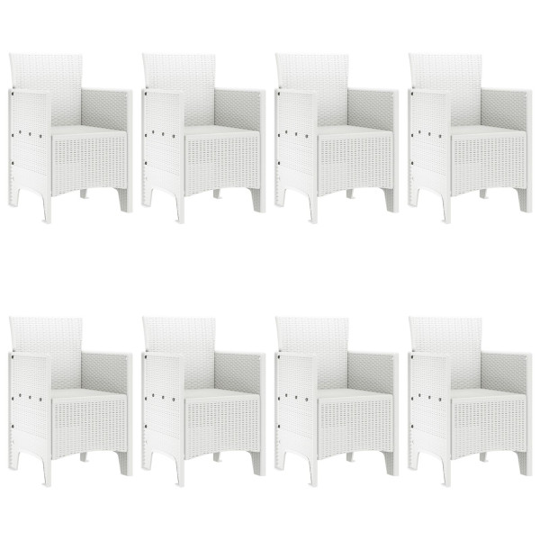 Juego de Comedor de Jardín de 9 Piezas Blanco Poliratán M 4