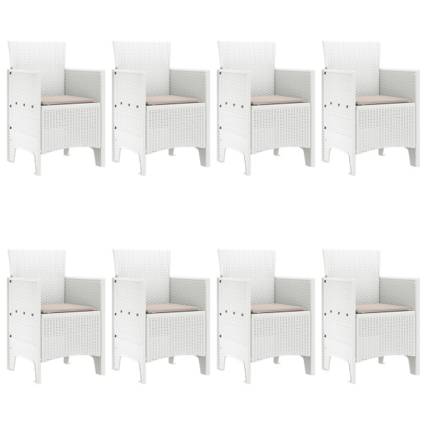 Conjunto de Jantar para Jardim 9 pcs Branco Vime & Vidro M 4