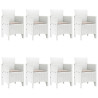 Conjunto de Comedor Jardín de 9 Piezas con Cojines. Ratán Blanco 4