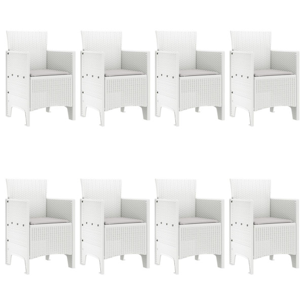 Conjunto de Comedor de Jardín de 9 Piezas con Cojines Blanco Poliratán M 4