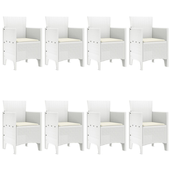 Conjunto de comedor de jardín de 9 piezas con cojines blanco poliratán M 4