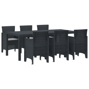Juego de Comedor de Jardín de 7 Piezas con Cojines Anthracite Poliratán H