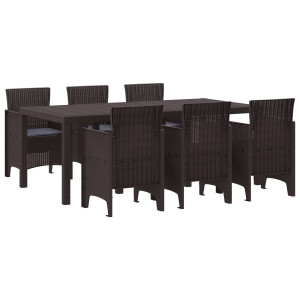 Conjunto de Jantar de Jardim 7 pcs Castanho 200 x 100 x 73 cm H