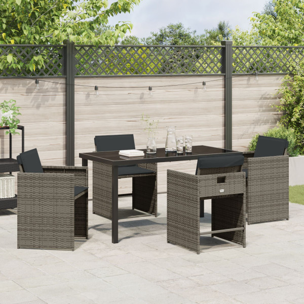 Conjunto de Jantar de Jardim com Almofadas Cinza Rattan PE M 4