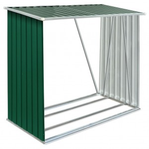 Casetilla para leña acero galvanizado verde 163x83x154 cm H