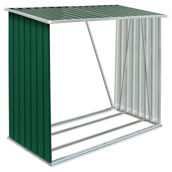 Abrigo p/ arrumação de troncos jardim aço 163x83x154cm verde M 2