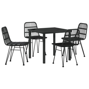 Conjunto de Jantar de Jardim com 5 Peças Preto. feito em Rattan de Polipropileno. H
