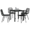 Conjunto de Comedor de Jardín de 5 Piezas  de Ratán Poliéster Negro 3