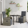Set de comedor de jardín de 3 piezas con cojines Ratán Poliéster Gris 1