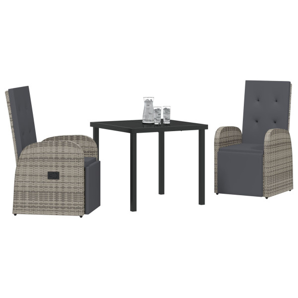 Conjunto de Jantar de Jardim 3 pcs Cinzento 80 x 80 x 73 cm M 3