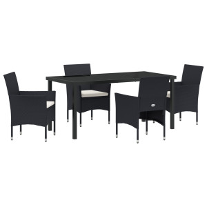 Conjunto de Comedor de Jardín de 5 Piezas Negro Poliratán H