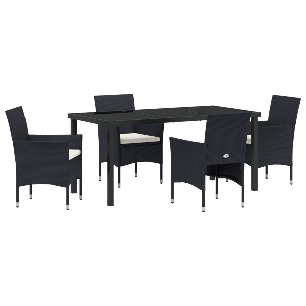 Conjunto de Comedor de Jardín de 5 Piezas Negro Poliratán M 2