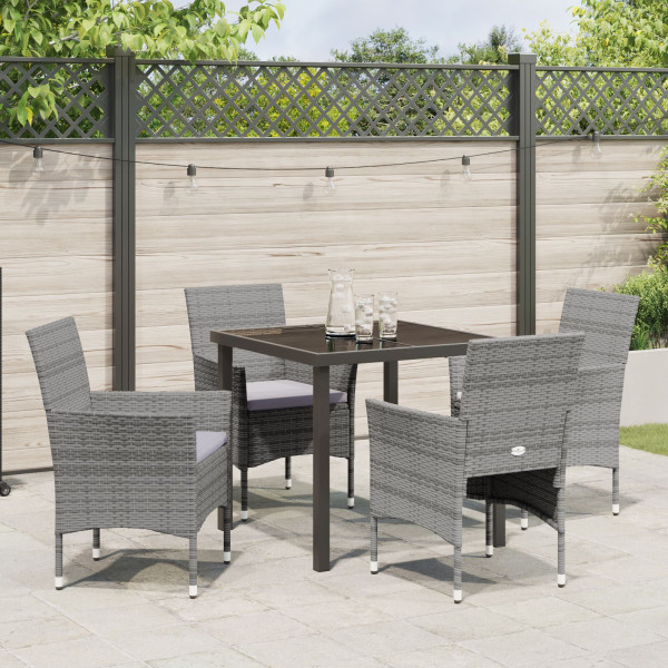 Conjunto de Jantar de Jardim 5 Peças em Rattan Sintético Cinza M 4