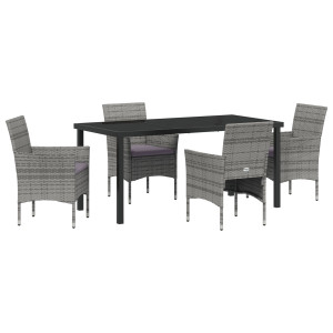Conjunto de jantar pra jardim com 5 peças em rattan sintético cinza. H
