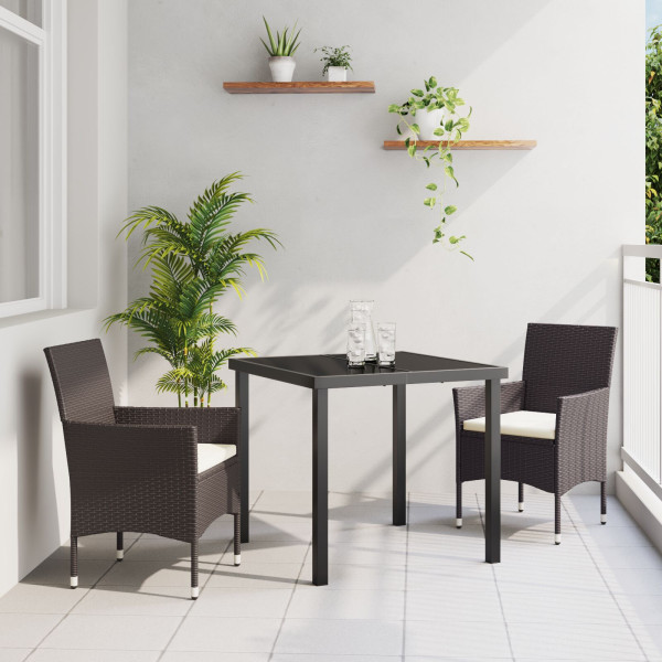Conjunto de Comedor de Jardín de 3 Piezas Marrón Poliratán D