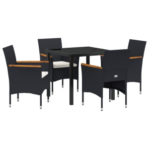 Conjunto de Comedor de Jardín  de 5 Piezas Negro de Poliratán H