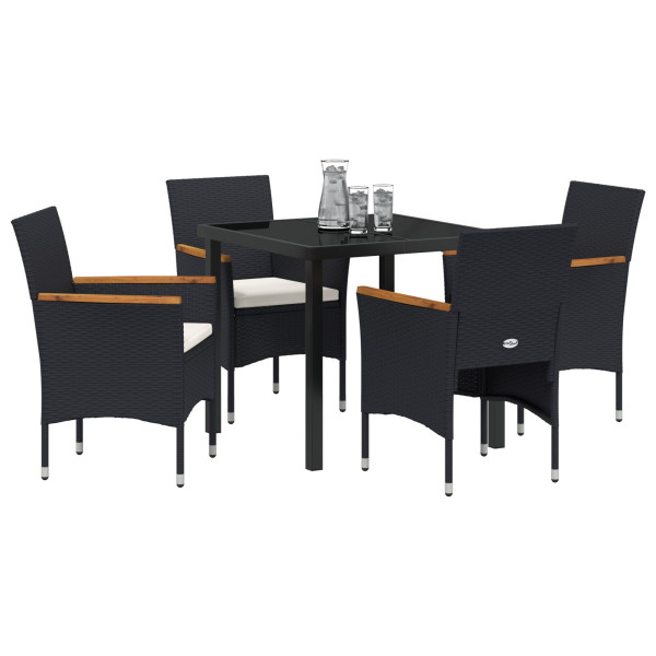 Conjunto de Comedor de Jardín  de 5 Piezas Negro de Poliratán M 3