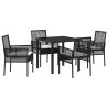 Conjunto de Jantar de 5 Peças com Almofadas Rattan Preto 2