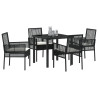 Conjunto de Jantar de 5 Peças com Almofadas Rattan Preto 3