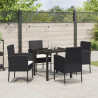 Conjunto de Jantar de Jardim com 5 Peças e Almofadas Preto Rattan Poliéster 4