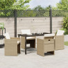 Conjunto de comedor de jardín  de 5 piezas con cojines de poliratán beige 4