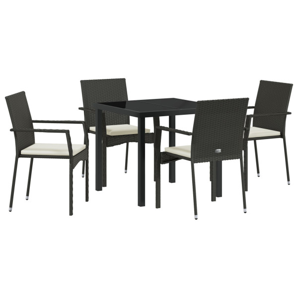 Conjunto de Jantar de Jardim 5 pcs Preto 80 x 80 x 73 cm M 2