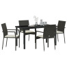 Juego de Comedor de Jardín  de 5 Piezas con Cojines Negro Poliratán 3