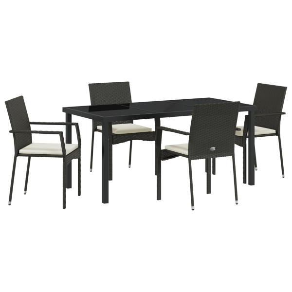 Conjunto de Jantar de Jardim 5 pcs Preto 160 x 80 x 73 cm M 2