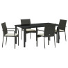 Conjunto de Jantar de Jardim 5 pcs Preto 160 x 80 x 73 cm 2