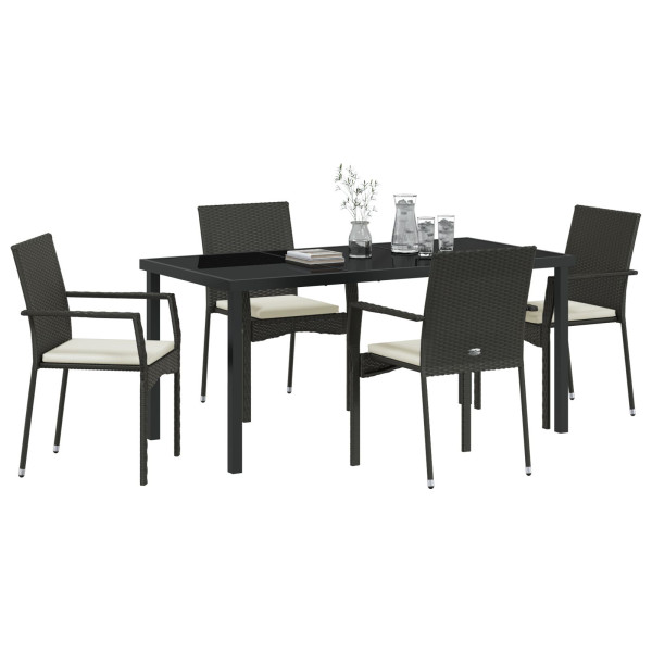 Conjunto de Jantar de Jardim 5 pcs Preto 160 x 80 x 73 cm M 3