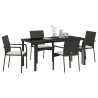 Conjunto de Jantar de Jardim 5 pcs Preto 160 x 80 x 73 cm 3